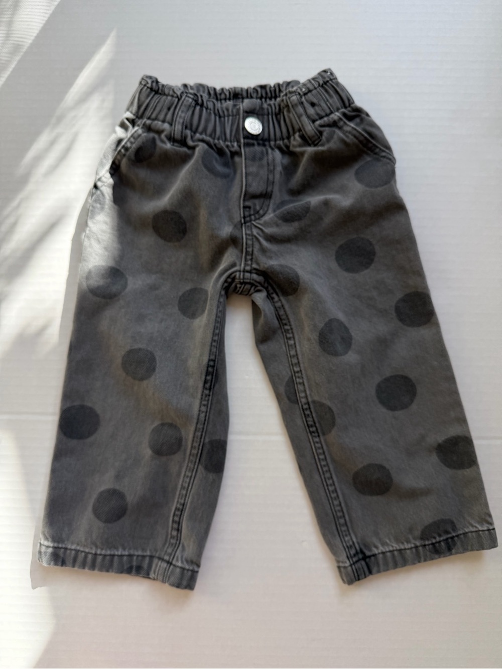 H&M Kids Gray Polka Dot Wide Leg Jeans Pants 2T